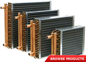 Aluminum finned copper coil water to air heat exchangers